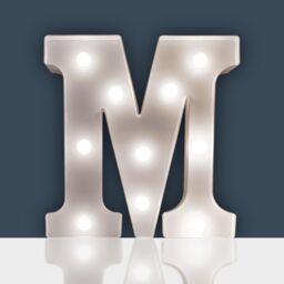 mysmartbuy Battery Powered 3D Letter M LED Light - Freestanding or Wall Mounted Alphabet Lighting Home or Party Decoration - H22 x W14 x D3cm in White - thumbnail 2