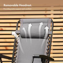 VonHaus Verona Set of 2 Padded Folding Zero Gravity Chairs for Garden in Dark Grey - Size: 2 Pack - thumbnail 7
