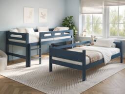 Flair Elijah Detachable Wooden Bunk Bed in Blue - Size: Single - thumbnail 3