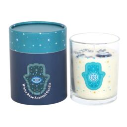 Something Different Hand of Hamsa White Rose Crystal Candle in Blue - thumbnail 4