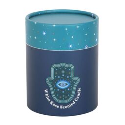 Something Different Hand of Hamsa White Rose Crystal Candle in Blue - thumbnail 3