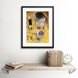 "Wee Blue Coo Gustav Klimt The Kiss Artwork Living Room 12x16"" Framed Wall Art Print in Yellow - Size: W12"" x H16""" - thumbnail 2