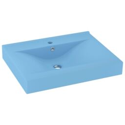 Berkfield Home Luxury Basin with Faucet Hole Matt Light Blue 60x46 cm Ceramic - thumbnail 2