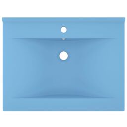Berkfield Home Luxury Basin with Faucet Hole Matt Light Blue 60x46 cm Ceramic - thumbnail 3