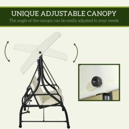 OUTSUNNY 3 Seater Canopy Swing Chair Porch Hammock Bed Rocking Bench Cream White - thumbnail 4