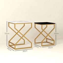 EONLION Nest Of Tables, Coffee Table Set with Steel Frame - thumbnail 2