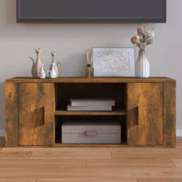 Berkfield Home TV Cabinet Smoked Oak 100x35x40 cm Engineered Wood in Brown - Size: 100 x 35 x 40 cm - thumbnail 2