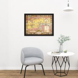 "Artery8 Wall Art Print Crow 1935 Pictorial Map Shanghai City China Large Framed Wall Décor Art in White - Size: W18"" x H24""" - thumbnail 2