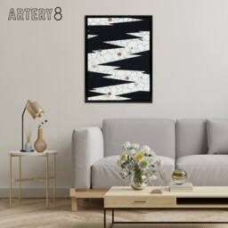 "Artery8 Flowers On Footpath Pattern Framed Canvas Wall Art Print Shin Bijutsukai in White - Size: W12"" x H16""" - thumbnail 3