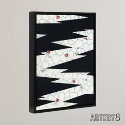 "Artery8 Flowers On Footpath Pattern Framed Canvas Wall Art Print Shin Bijutsukai in White - Size: W12"" x H16""" - thumbnail 2
