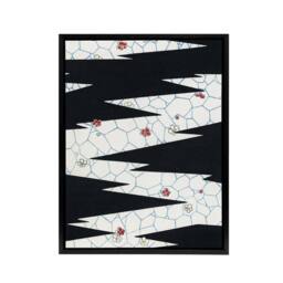 "Artery8 Flowers On Footpath Pattern Framed Canvas Wall Art Print Shin Bijutsukai in White - Size: W12"" x H16""" - thumbnail 1