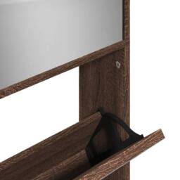 Berkfield Home Shoe Cabinet with Mirror 4-Layer Brown Oak 63x17x134 cm - Size: 63 x 17 x 134 cm - thumbnail 9