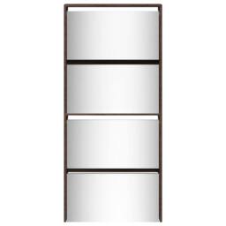 Berkfield Home Shoe Cabinet with Mirror 4-Layer Brown Oak 63x17x134 cm - Size: 63 x 17 x 134 cm - thumbnail 5