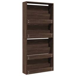 Berkfield Home Shoe Cabinet with Mirror 4-Layer Brown Oak 63x17x134 cm - Size: 63 x 17 x 134 cm - thumbnail 8