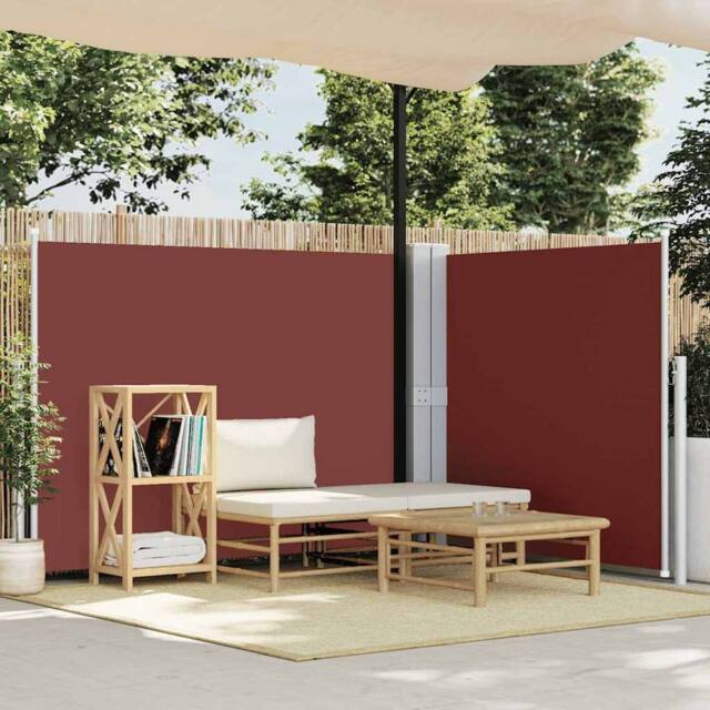 Berkfield Home Retractable Side Awning Brown 140x1000 cm in Burgundy - image 1