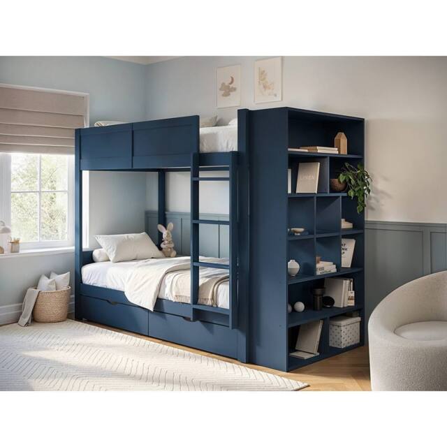 Flair Ruby Wooden Bunk Bed with Storage in Blue - Size: Single - image 1
