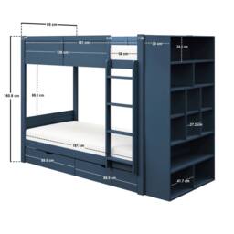 Flair Ruby Wooden Bunk Bed with Storage in Blue - Size: Single - thumbnail 7
