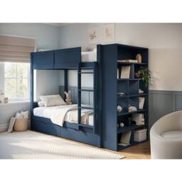 Flair Ruby Wooden Bunk Bed with Storage in Blue - Size: Single