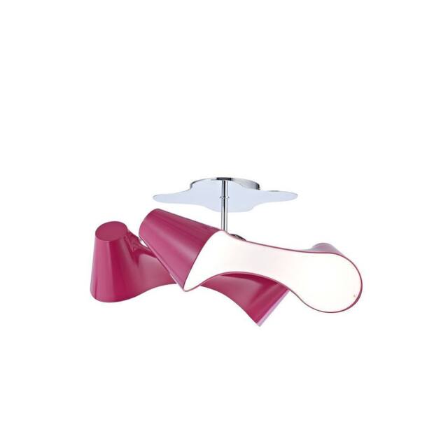 Netlighting Ora Rectangular Ceiling 2 Arm 4 Light E27 Gloss PurplePolished Chrome in Cerise - image 1