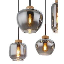 Netlighting Matt Cluster Pendant Matt Black Brown Smoke Glass Shade 6x E27 - thumbnail 4