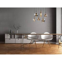 Netlighting Matt Cluster Pendant Matt Black Brown Smoke Glass Shade 6x E27 - thumbnail 5
