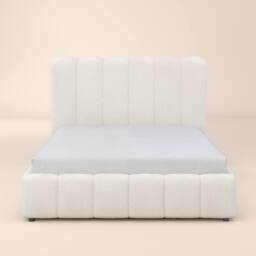 Solace+Co Emilie Ribbed Ottoman Bed Cream Boucle - Size: Double - thumbnail 5
