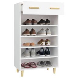Berkfield Home Shoe Cabinet White 60x35x105 cm Engineered Wood - Size: 60 x 35 x 105 cm - thumbnail 5