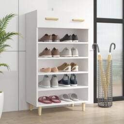 Berkfield Home Shoe Cabinet White 60x35x105 cm Engineered Wood - Size: 60 x 35 x 105 cm - thumbnail 2