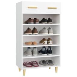 Berkfield Home Shoe Cabinet White 60x35x105 cm Engineered Wood - Size: 60 x 35 x 105 cm - thumbnail 4