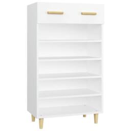 Berkfield Home Shoe Cabinet White 60x35x105 cm Engineered Wood - Size: 60 x 35 x 105 cm - thumbnail 1