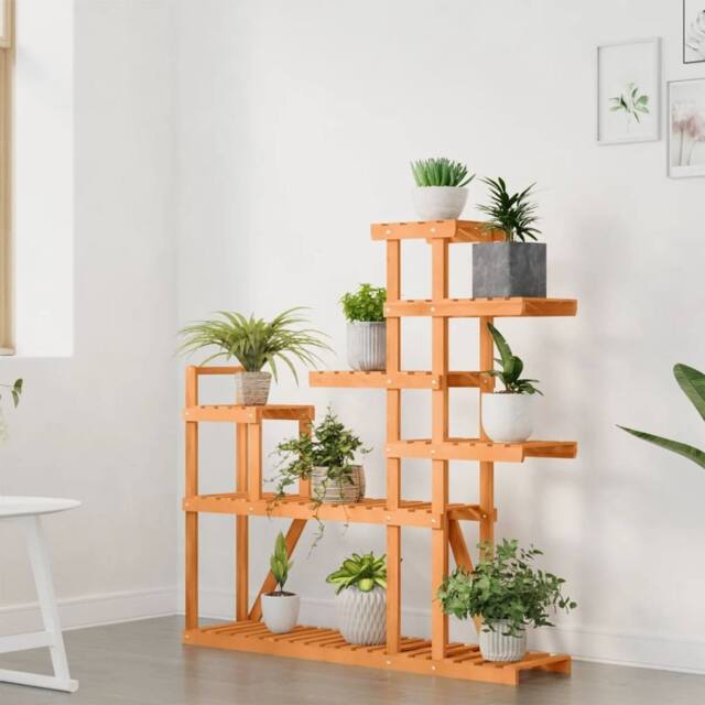 Berkfield Home Elegant Flower Stand 110x25x111 cm Solid Wood Fir in Brown - Size: 110 x 25 x 111 cm - image 1