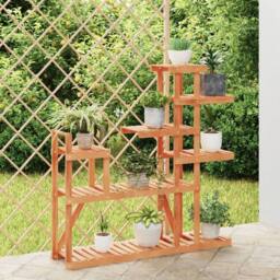 Berkfield Home Elegant Flower Stand 110x25x111 cm Solid Wood Fir in Brown - Size: 110 x 25 x 111 cm - thumbnail 2