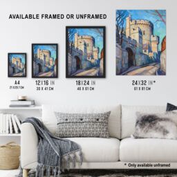 "Artery8 Windsor Castle UK Royal King Charles Oil Painting Wall Art Print in Blue - Size: W24"" x H32""" - thumbnail 3