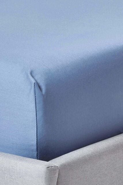 Homescapes Egyptian Cotton Fitted Sheet 12 inch 1000 Thread Count in Blue - Size: Small Double Fitted - image 1