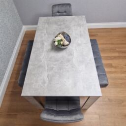 KOSY KOALA Grey Wooden Dining Table Set with 2 Chairs & Benches, Room Furniture - Size: 140 cm x 80 cm - thumbnail 4