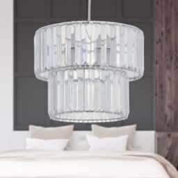 First Choice Lighting Set of 2 Clint - Clear Acrylic Two Tier Easy Fit Pendant Shades - thumbnail 8