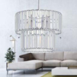 First Choice Lighting Set of 2 Clint - Clear Acrylic Two Tier Easy Fit Pendant Shades - thumbnail 7