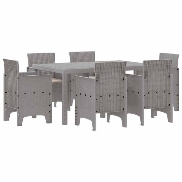 Berkfield Home 7 Piece Garden Dining Set with Cushions Light Grey Poly Rattan - image 1