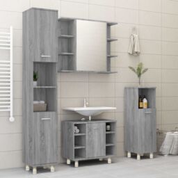 Berkfield Home Bathroom Cabinet Grey Sonoma 30x30x95 cm Engineered Wood - Size: 30 x 30 x 95 cm - thumbnail 3