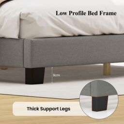 Costway Double Size Bed Frame Linen Upholstered Platform Bed in Grey - thumbnail 5