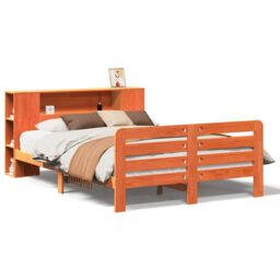 Berkfield Home Bed Frame without Mattress Wax Brown 140x200 cm Solid Wood Pine - thumbnail 2