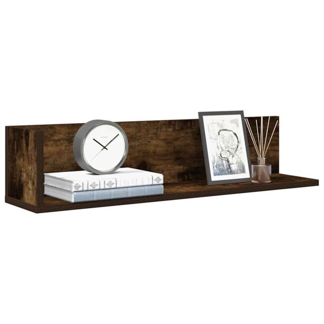 Berkfield Home Wall Shelves 2 pcs Smoked Oak 75x16.5x16.5 cm Engineered Wood in Brown - image 1