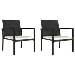 Berkfield Home Modern Garden Dining Chairs 2 pcs Poly Rattan Black - thumbnail 2