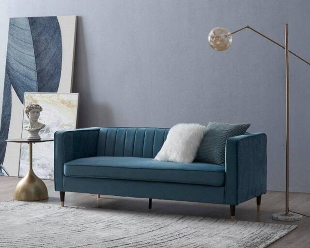 Home Detail Thomas 3 Seater Velvet Sofa in Blue - image 1