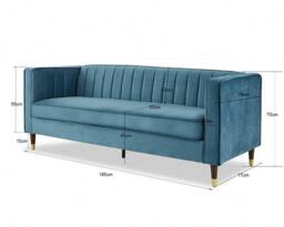 Home Detail Thomas 3 Seater Velvet Sofa in Blue - thumbnail 6