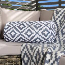 OHS Geometric Garden Bolster Cushion Outdoor Pillow Back Neck Support in Grey - thumbnail 1