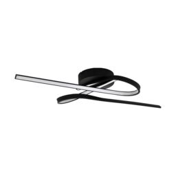Loops Flush Ceiling Light Colour Black Shade White Plastic Bulb LED 23W Included - thumbnail 1
