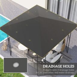 OUTSUNNY 3 x 3(m) Gazebo Canopy Replacement Cover with Drain Holes, Grey - thumbnail 4