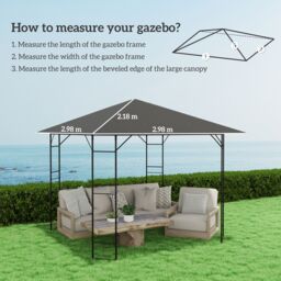 OUTSUNNY 3 x 3(m) Gazebo Canopy Replacement Cover with Drain Holes, Grey - thumbnail 3