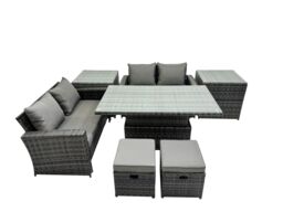 Fimous Outdoor Love Sofa Set 6 Seat Rattan Garden Furniture Set & in Dark Grey - thumbnail 1